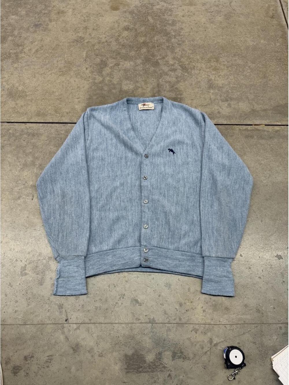 vintage baby blue steeplechase knit cardigan sweater size medium